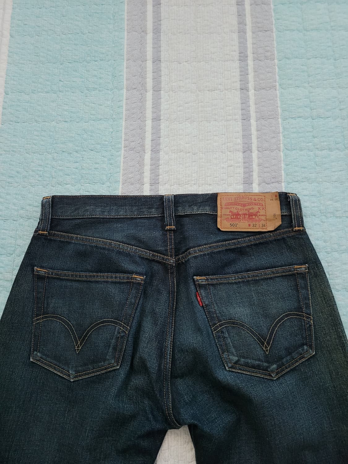 리바이스 08501. 레귤러스트레이트 다크블루워싱진 탭32 실31사이즈 상품이미지7