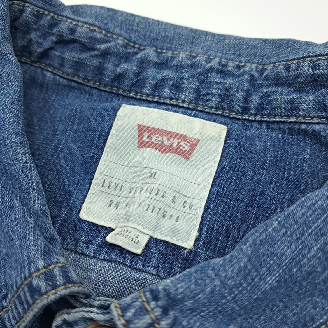 CL510 XL 리바이스 코튼 인디고 워싱 중청 데님셔츠 남방 상품이미지3