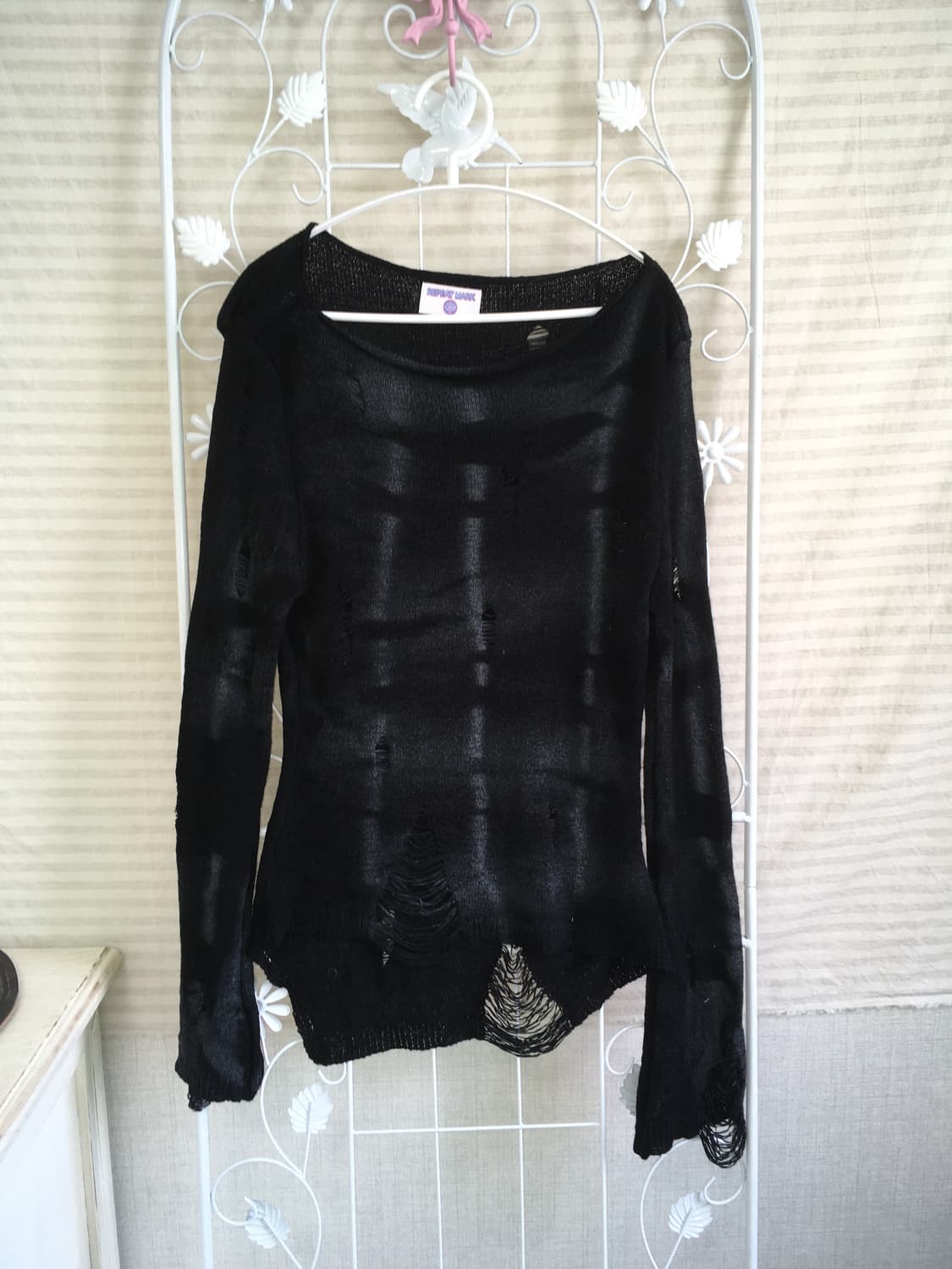 jpn vintage 블랙 워싱 데미지 니트 y2k 스트릿 갸루 펑키 상품이미지1