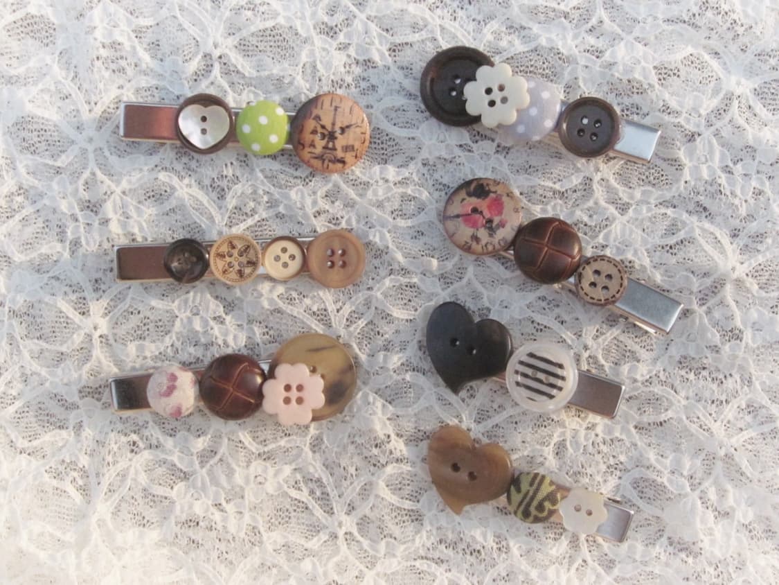 앤틱 브라운 핸드메이드 단추핀 상품이미지5