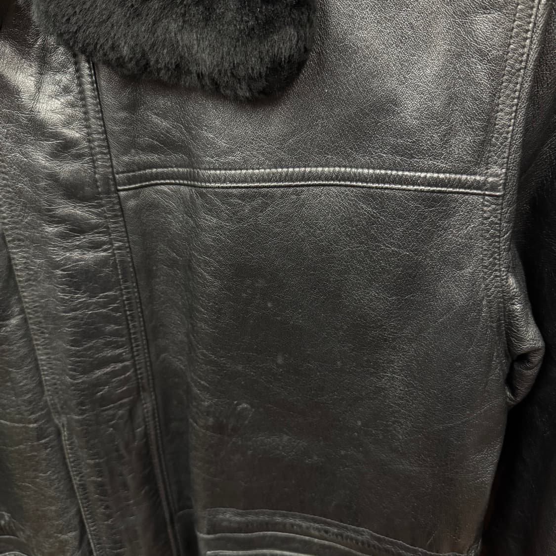 WORLD POLO 빈티지 리얼 레더 퍼카라 자켓 투포켓 포인트 블랙 상품이미지8