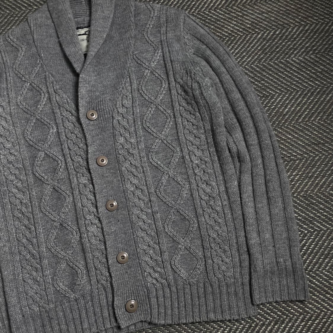 TRAD CLUB 케이블 꽈배기 니트 가디건 그레이y 4801 상품이미지3