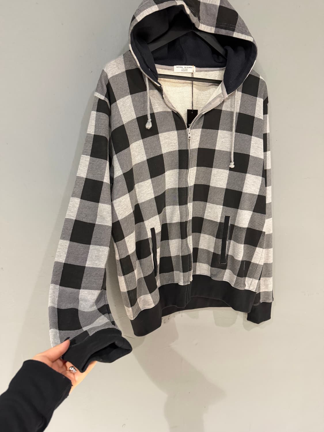 check pattern hood zip-up 상품이미지7