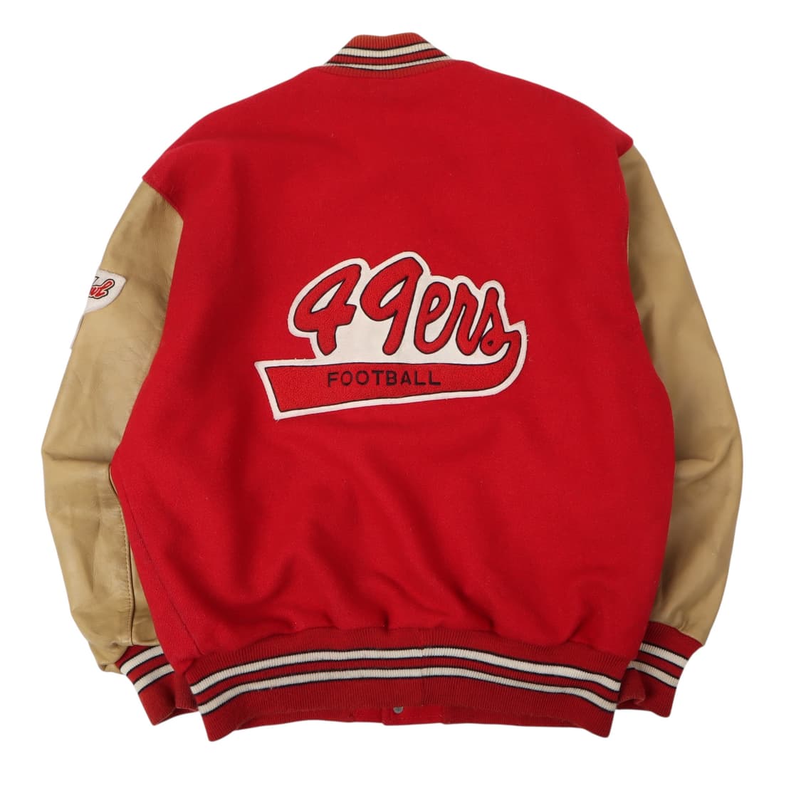 90s DeLong X NFL 포티 나이너스 레더 바시티 자켓 상품이미지5