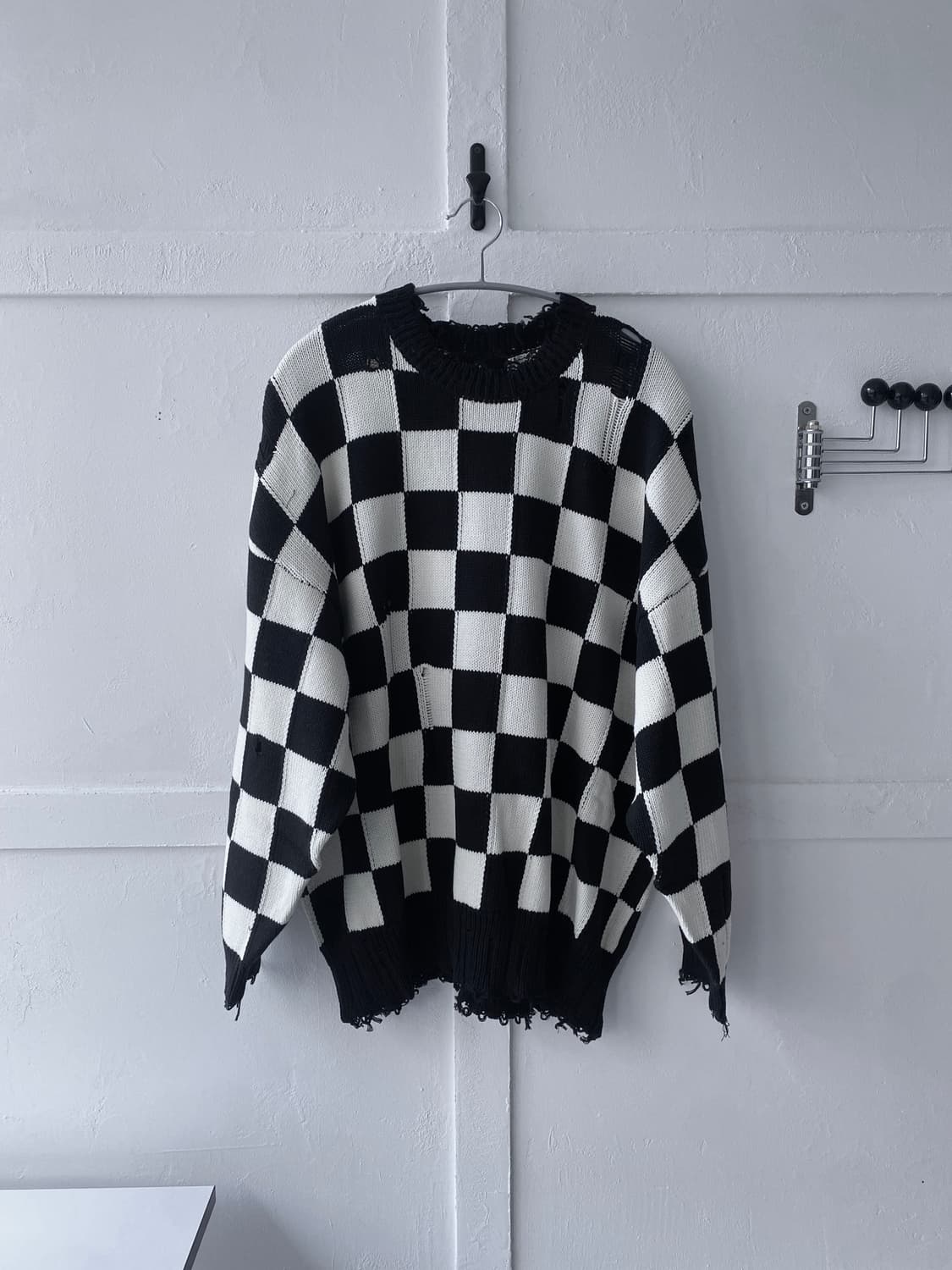 [R13] 체커보드 오버사이즈 니트 상품이미지1