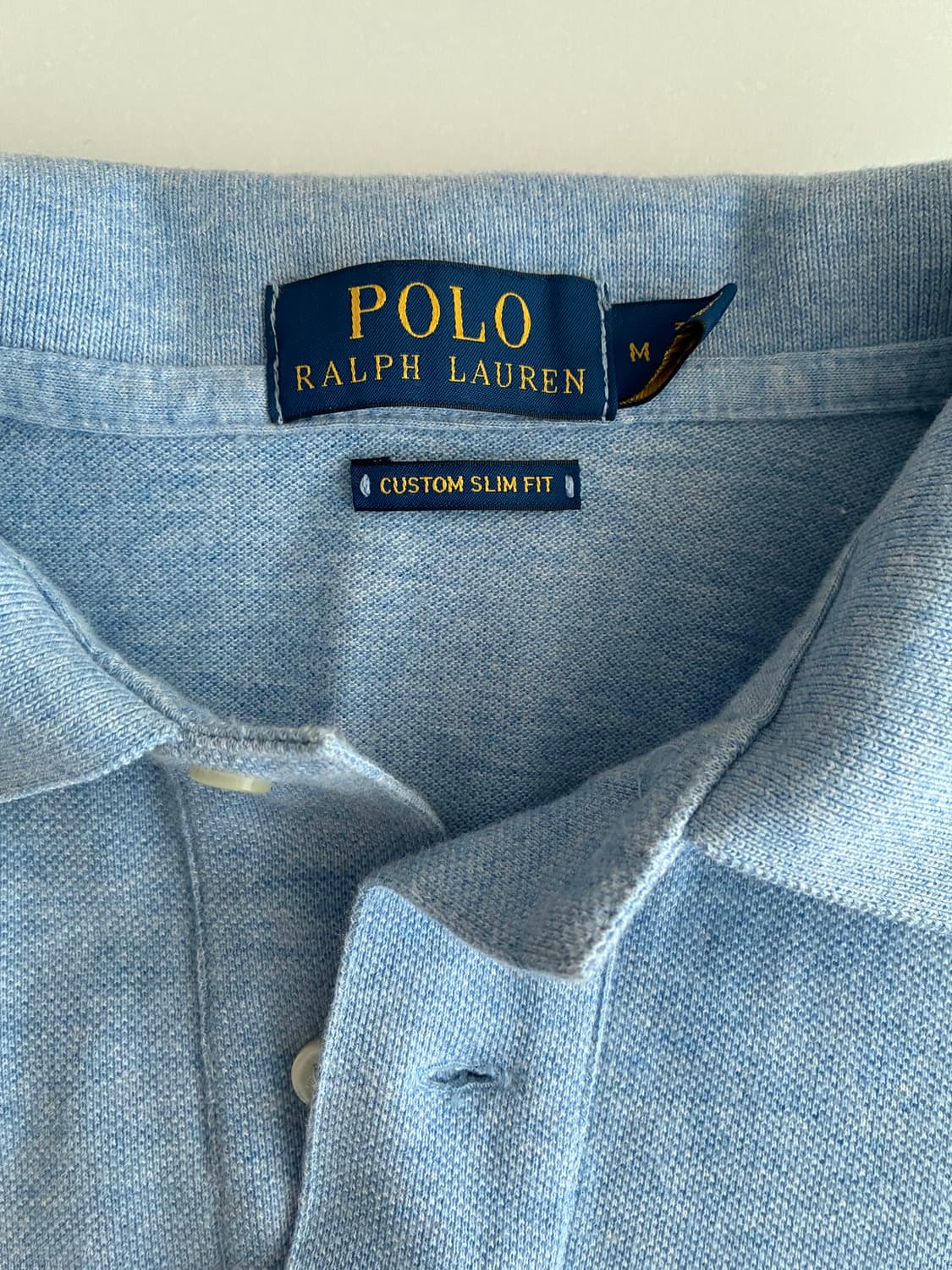 M) 폴로 랄프로렌 커스텀핏 반팔 카라 티셔츠 블루 상품이미지4