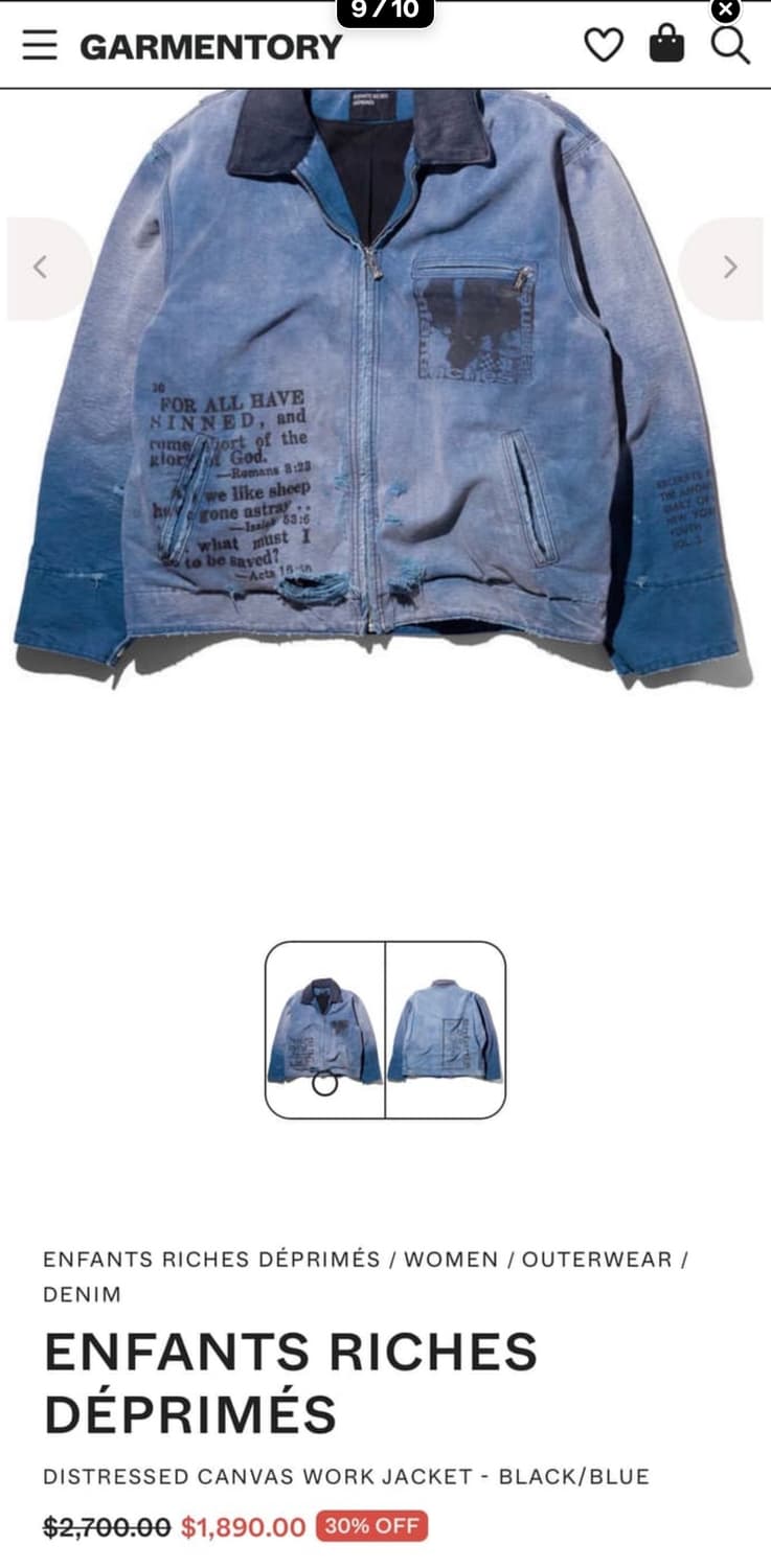 ERD 디스트레스 캔버스 워크 자켓 M (새상품급) 상품이미지8