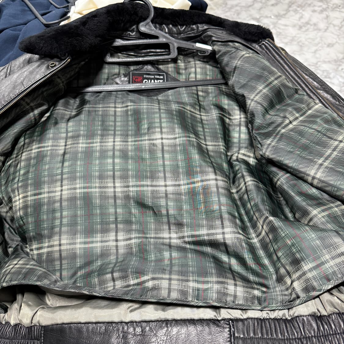 VTG 빈티지 100% 양가죽 빅사이즈 퍼 카라 탈부착 레더 자켓 상품이미지8