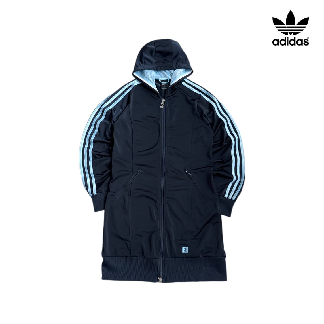아디다스 하늘색 삼선 후드 져지 원피스 상품이미지1