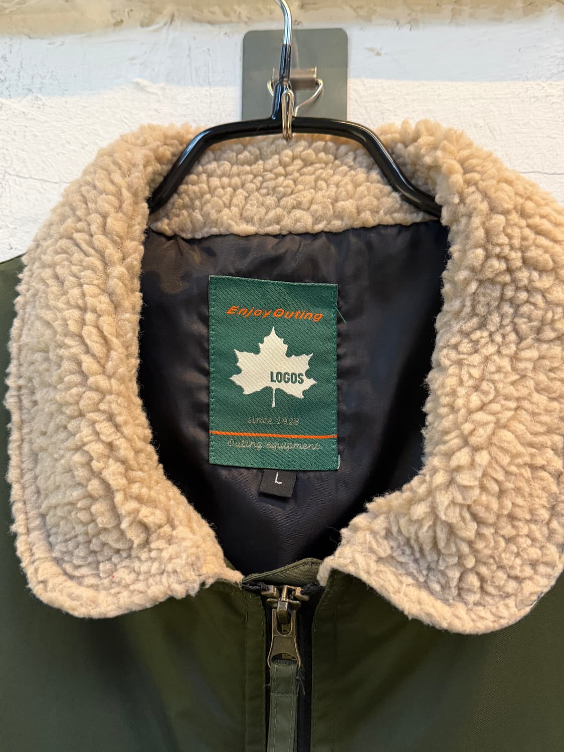 Logos 카키 폴리쉘 콘트라스트 플리스 카라 자켓 L 상품이미지2
