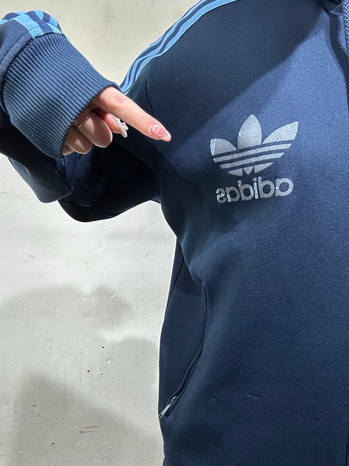 아디다스 네이비 블루 삼선 후드집업 100 상품이미지4