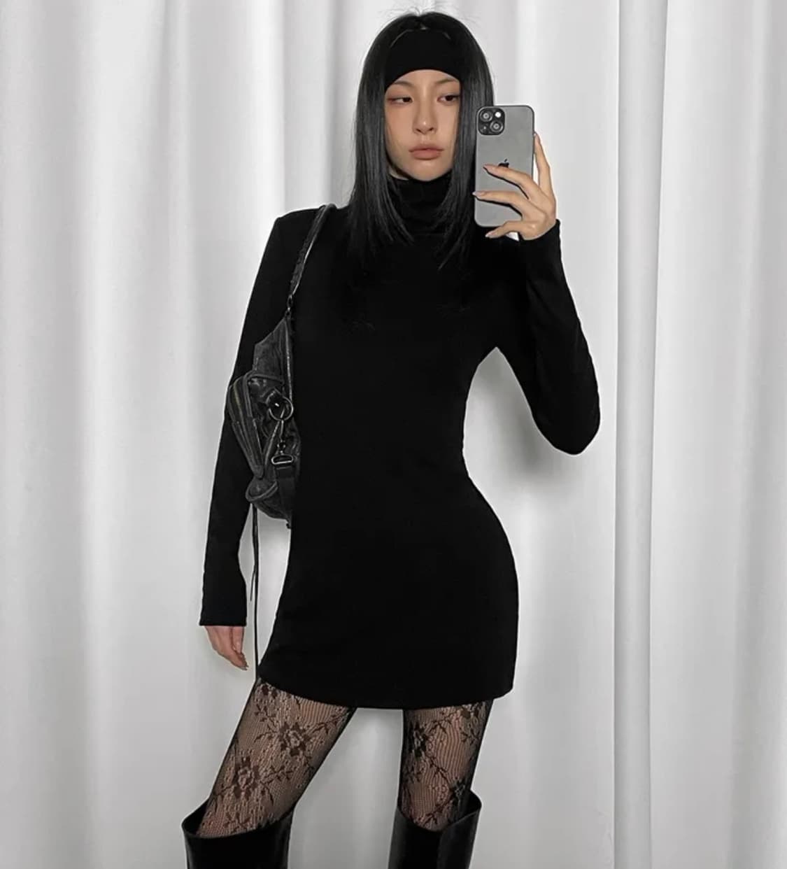 블랙업 목폴라 미니 원피스 상품이미지1