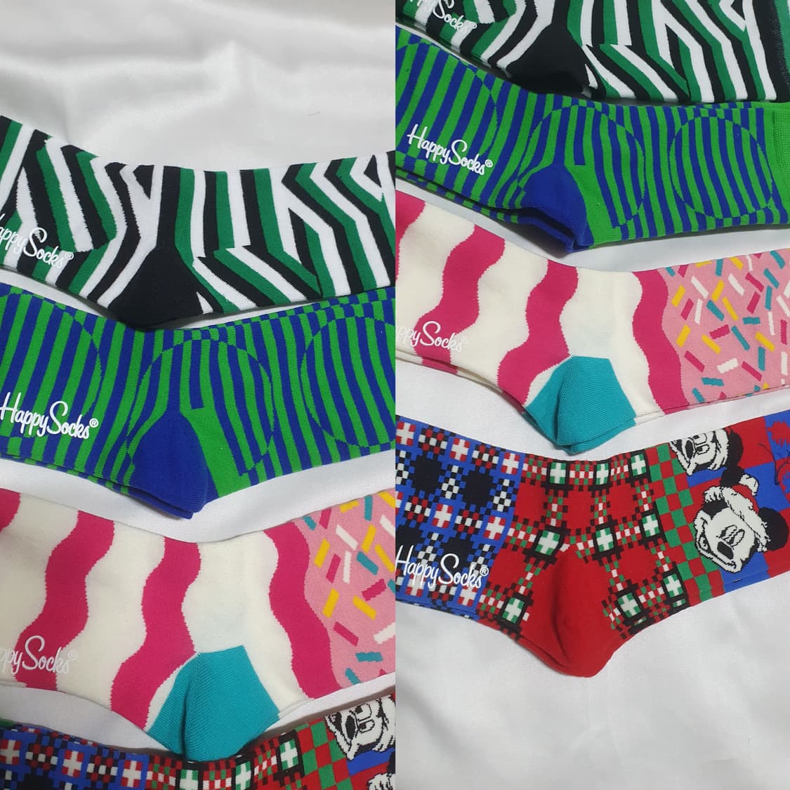 그린 핑크 옐로우 레드 스트라이프 물결 도트 아이스크림 해피삭스 양말  상품이미지3