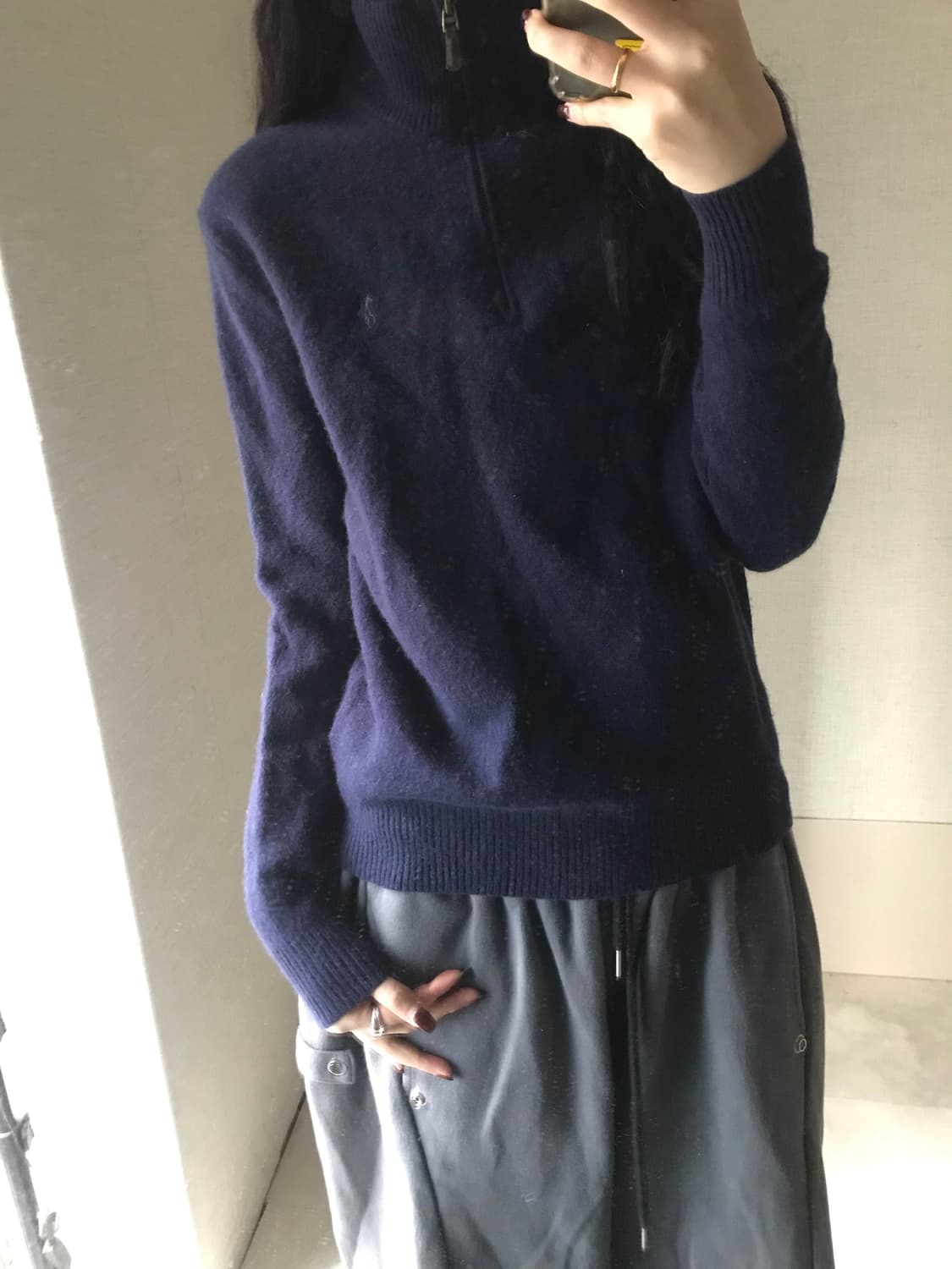 폴로 네이비 니트 반집업 상품이미지3