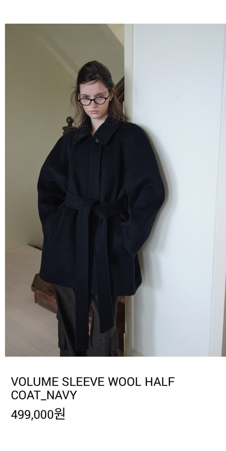 오버듀플레어 VOLUME SLEEVE WOOL HALF COAT_NAVY 상품이미지1