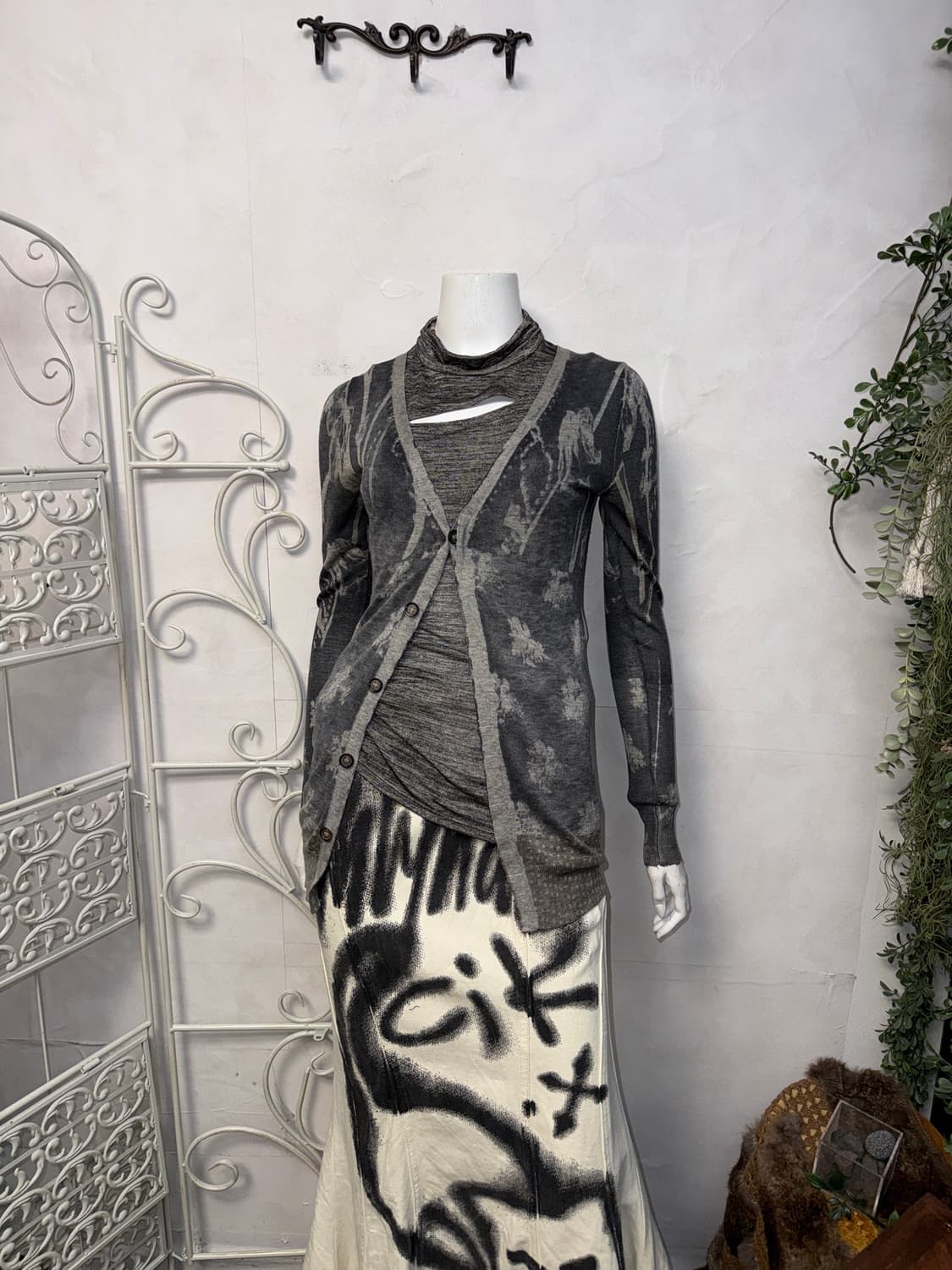 DIESEL BLACK GOLD charcoal floral 가디건 상품이미지7