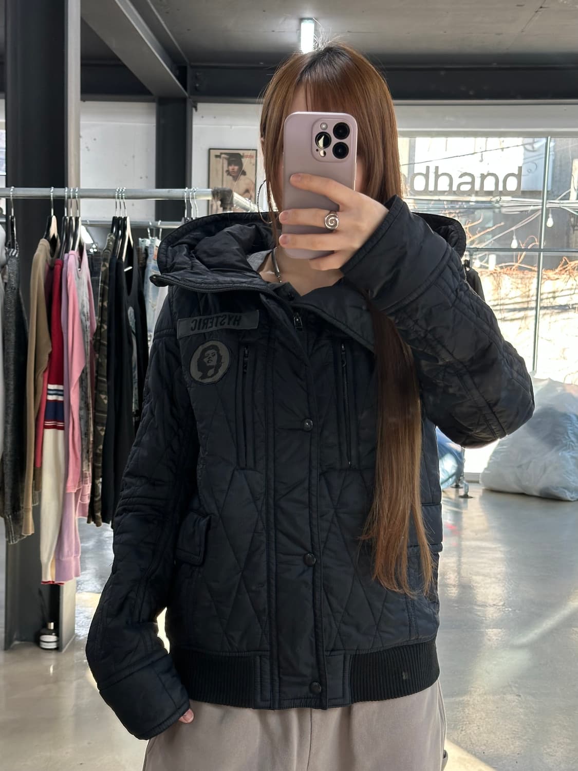 히스테릭글래머 프리마로프트 하이넥후드 퀼팅 포켓점퍼 상품이미지4