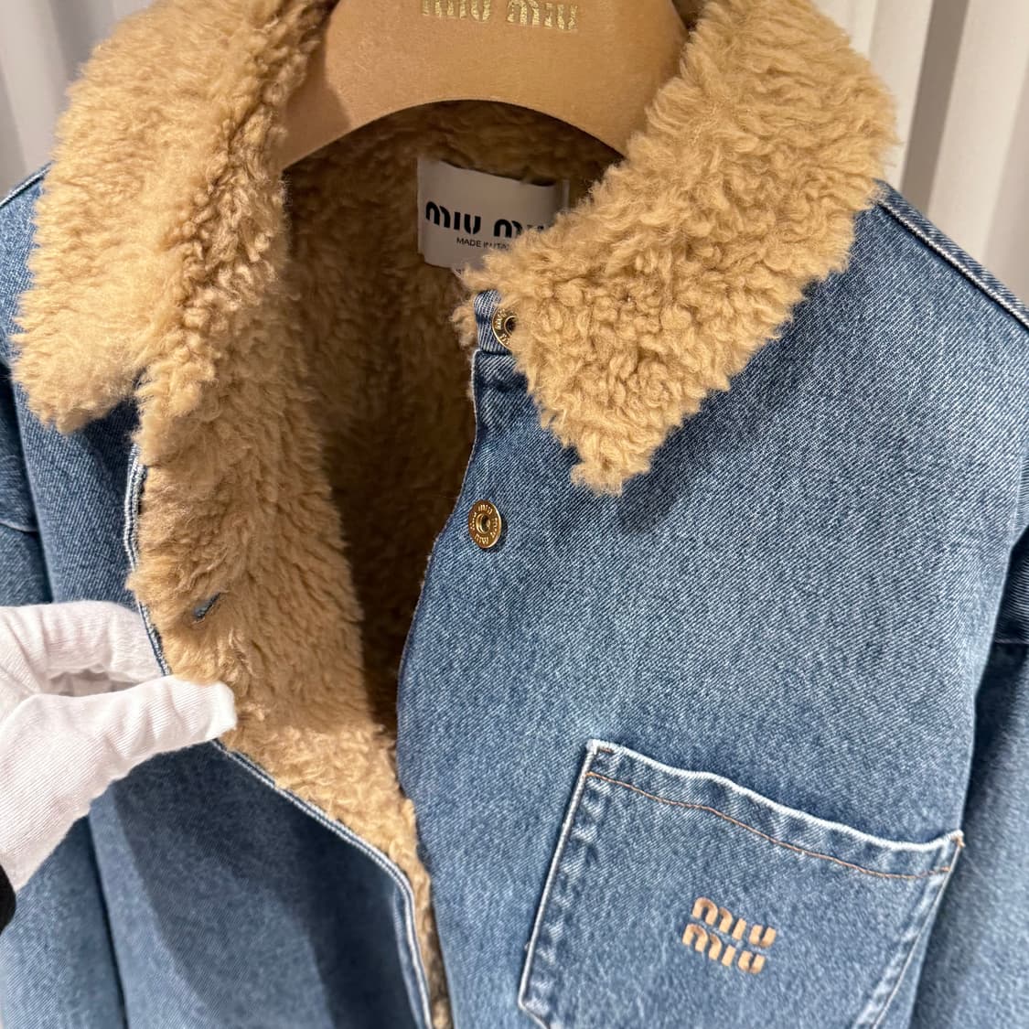 42 / 미우미우 시어링 자수 데님 블루종 자켓 / 남성용 상품이미지5