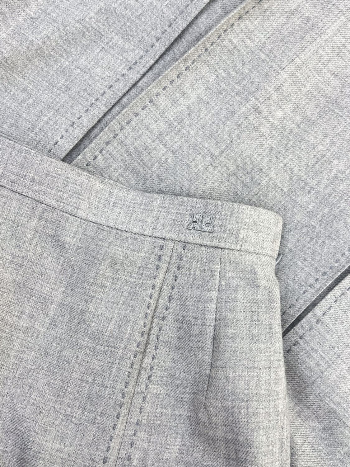 courreges / 꾸레쥬 그레이 스티치 울 롱 스커트 상품이미지5