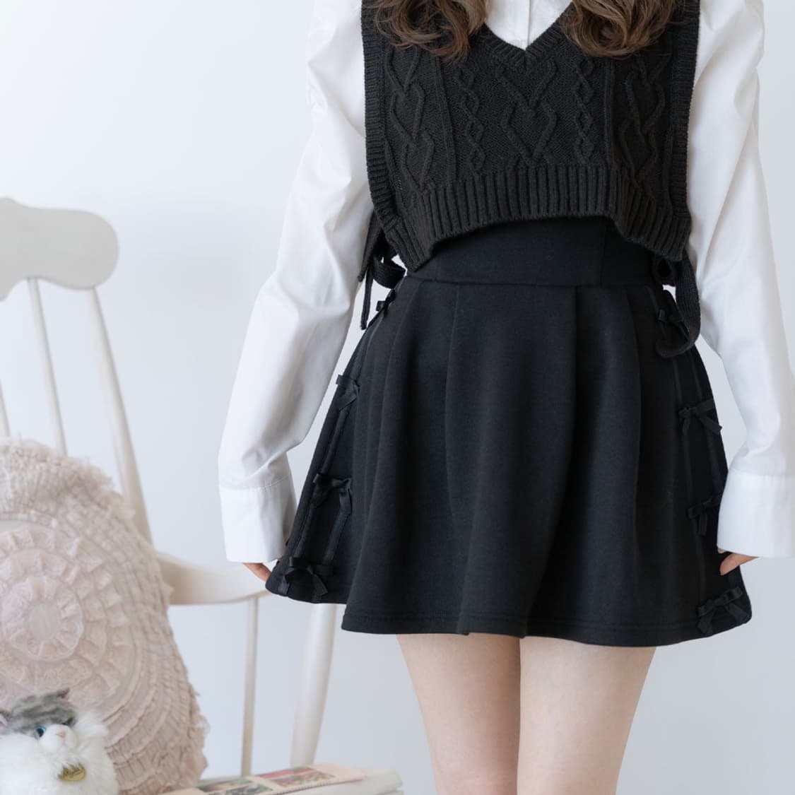 디마럽 디어 마이 러브 로즈 스웨트 미니 플레어 스커트 상품이미지1