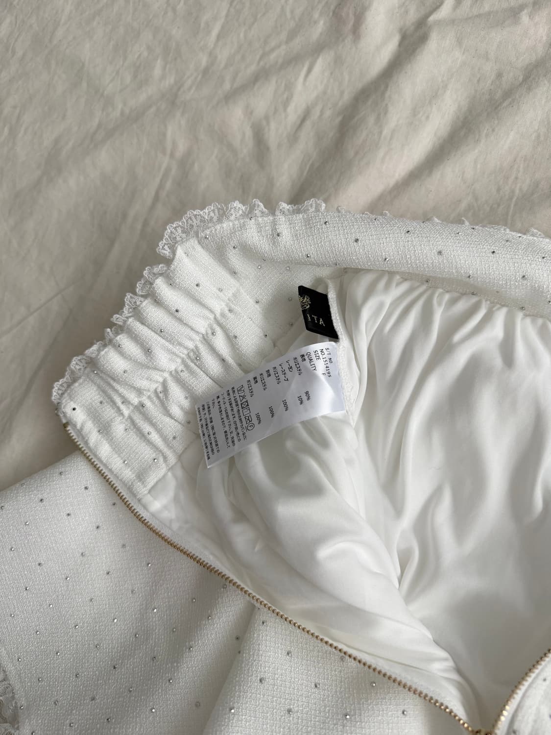 로지타 지뢰계 양산형 히메갸루 하이웨스트 화이트 큐빅 미니원피스 상품이미지10