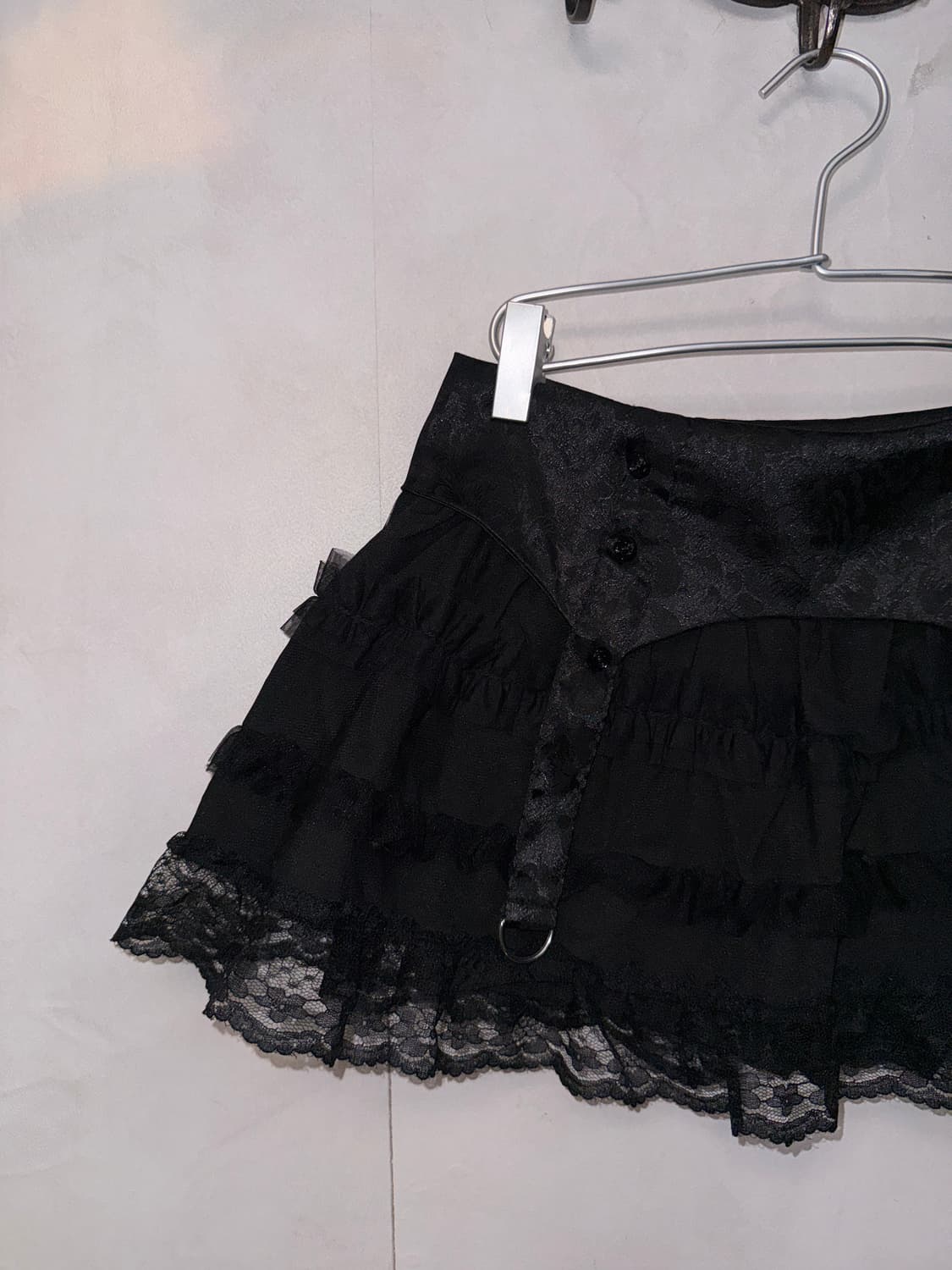 Black satin rose belted cancan skirt 상품이미지3