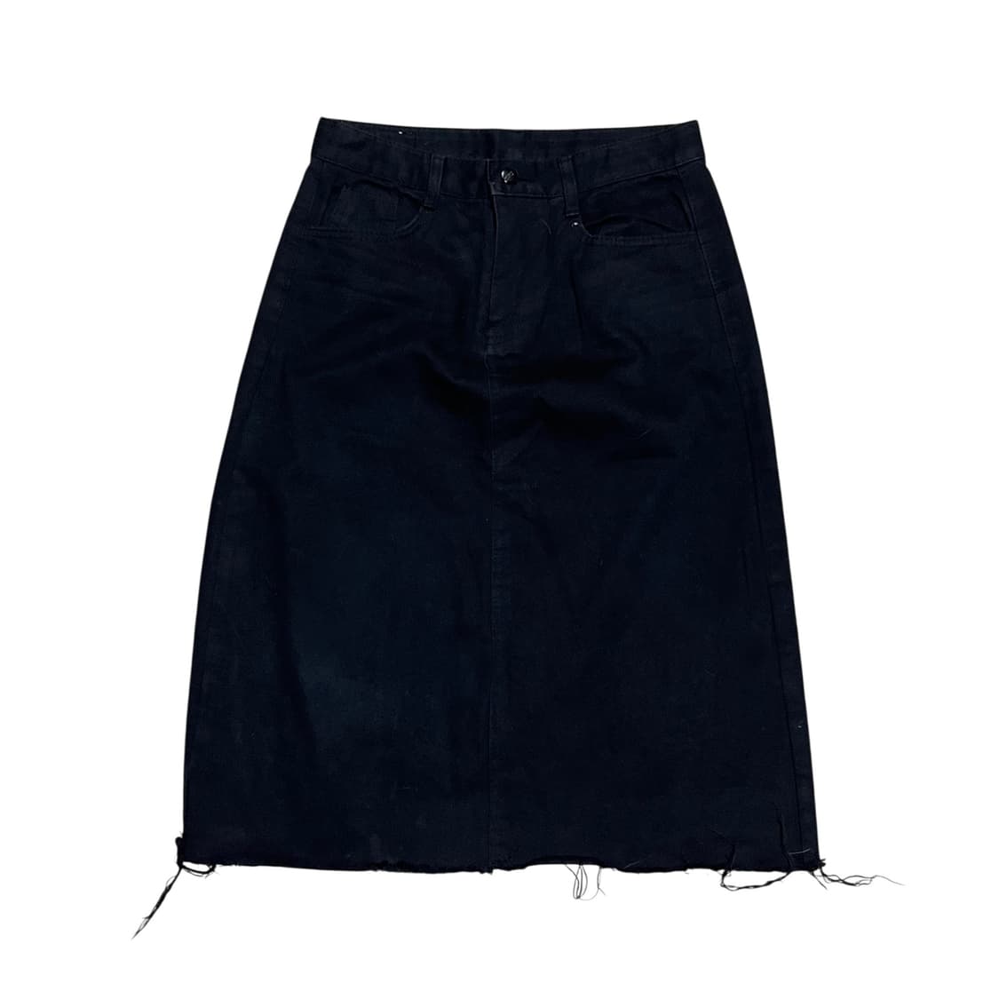 Cutting denim midi skirt_Black 상품이미지1