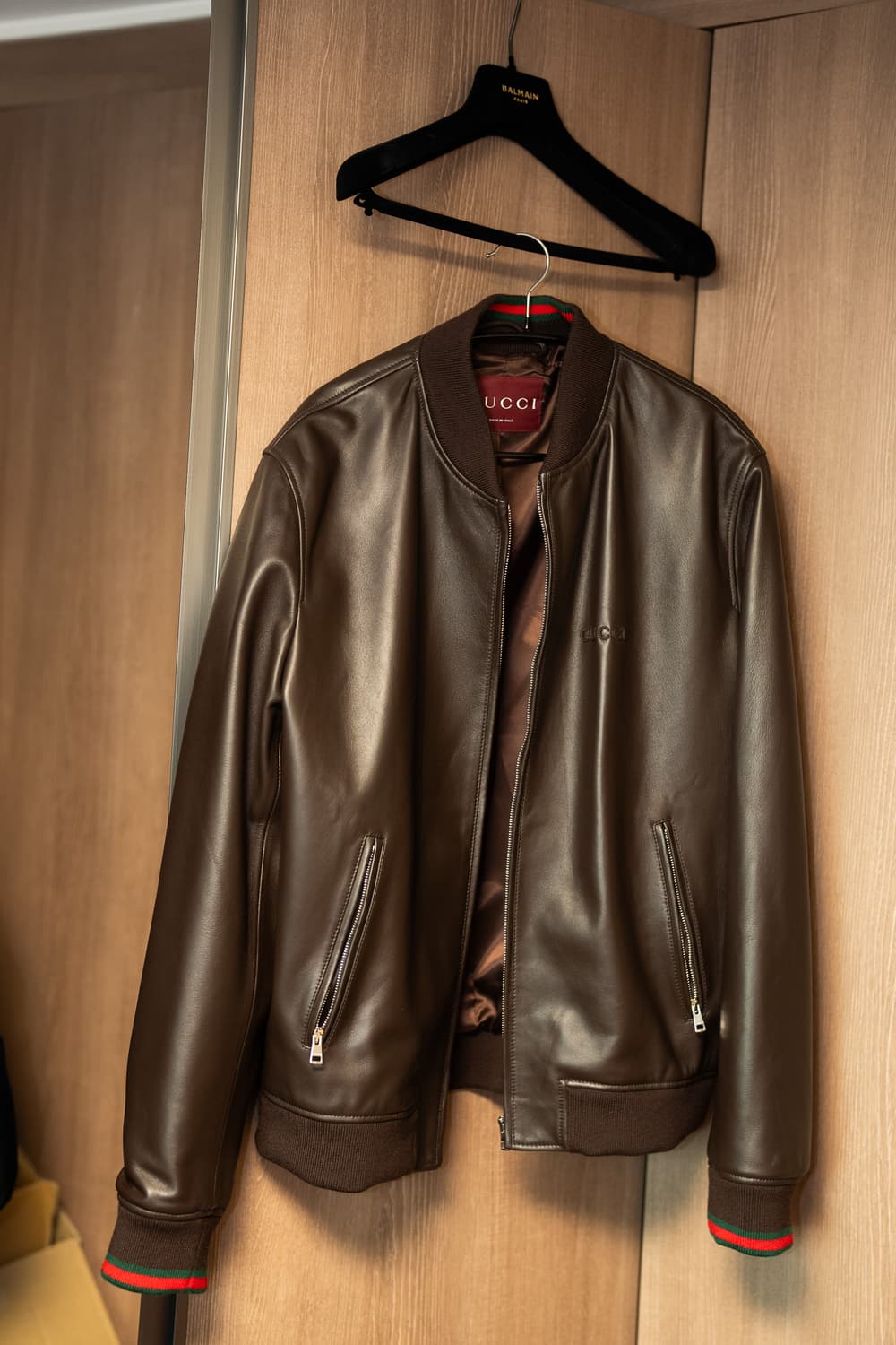 GUCCI 엠보 로고 램스킨 봄버 자켓 54 상품이미지2
