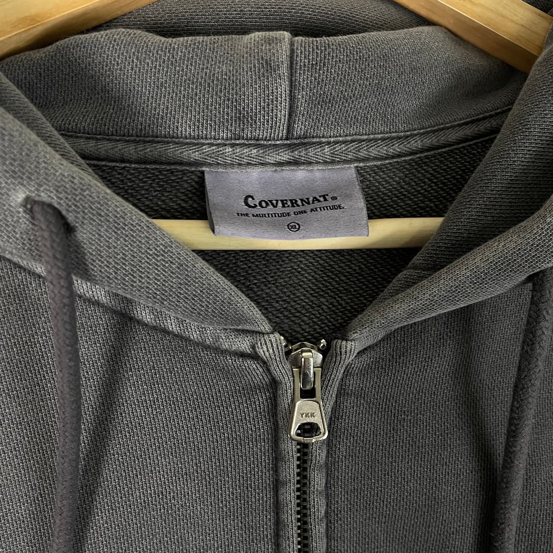 커버낫 빅로고 워싱 후드집업 차콜 그레이 XL [031505] 상품이미지6