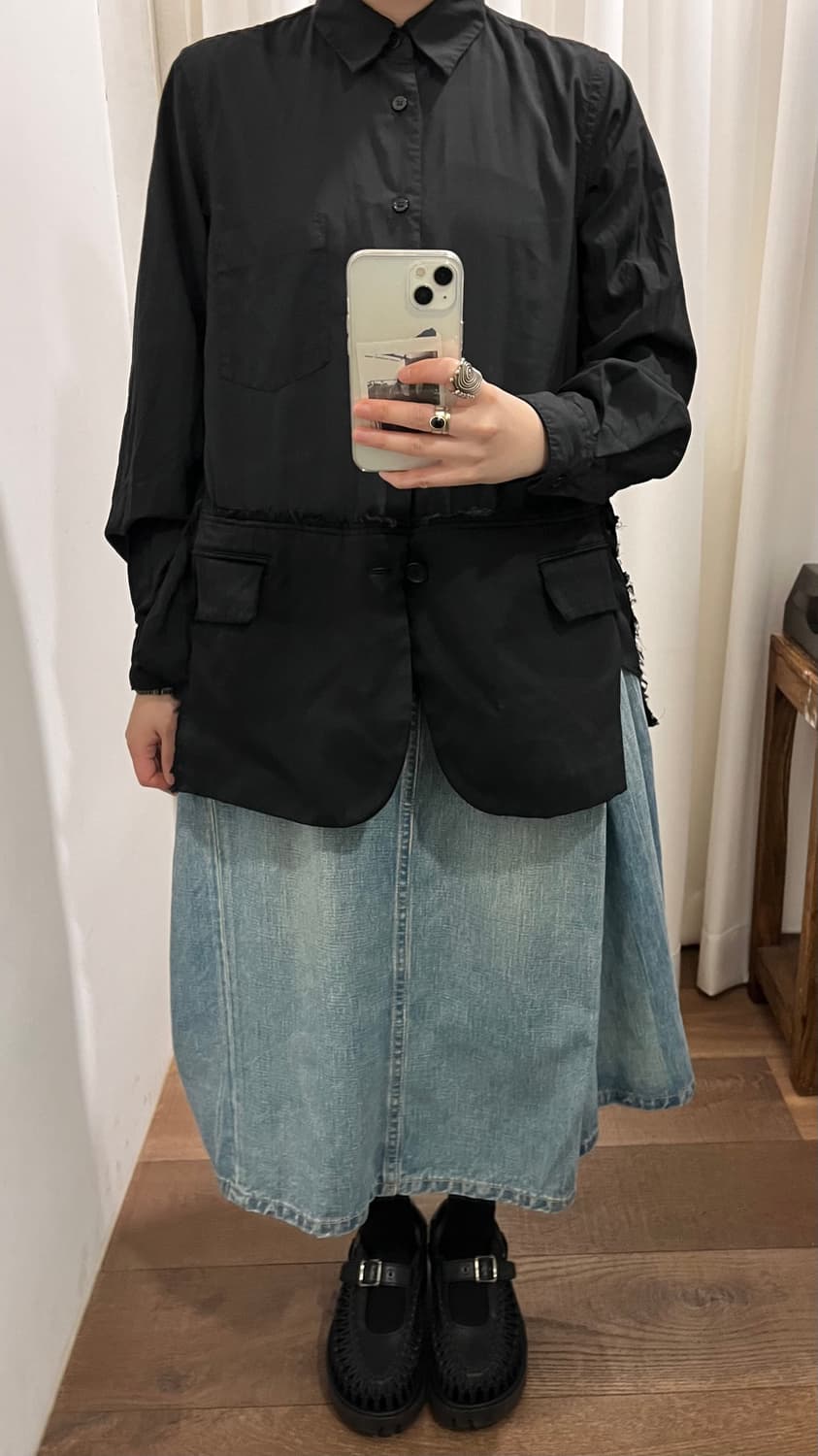 Denim Docking Pleats Skirt 상품이미지9