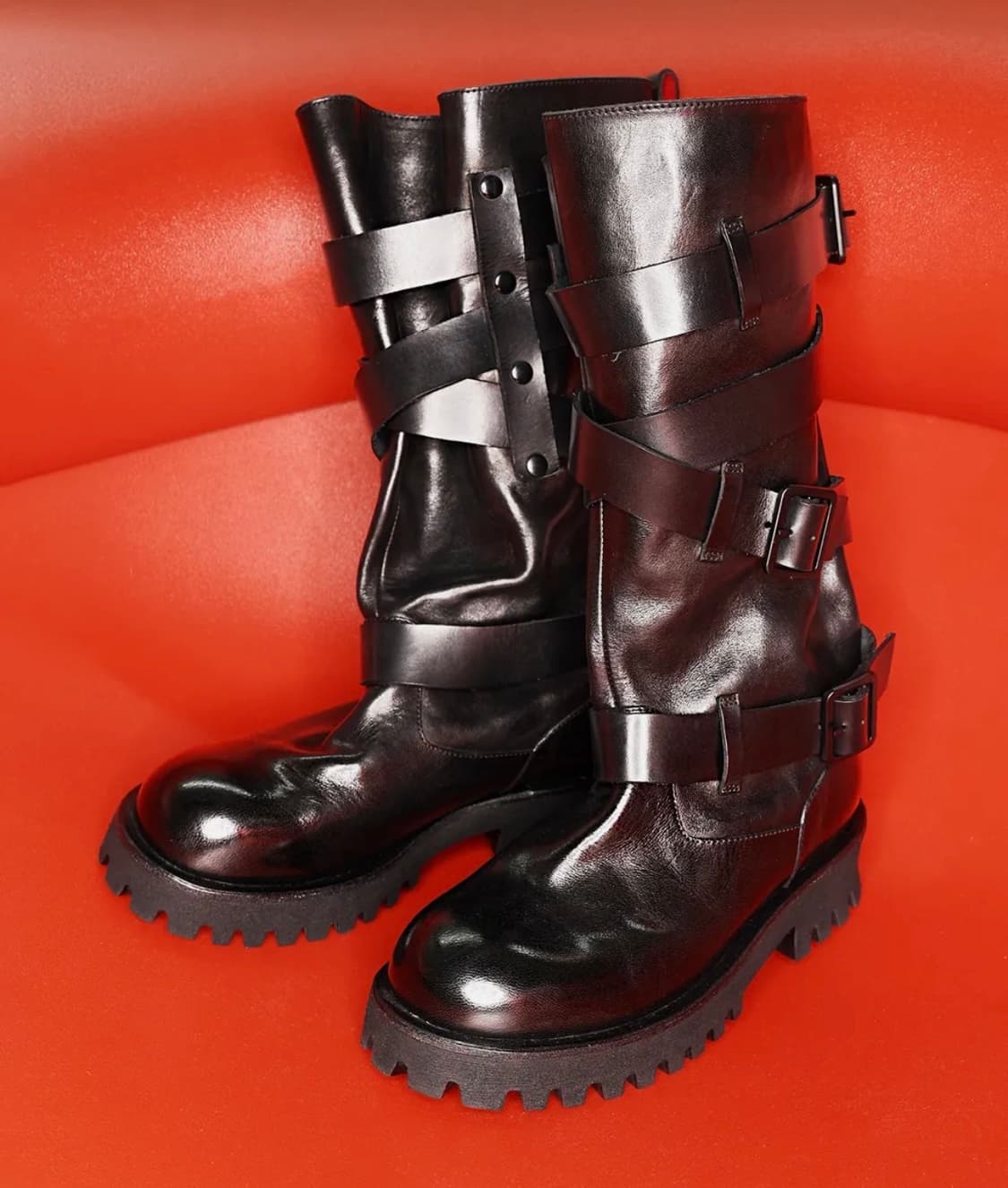 나야와시 x 야세 벨티드 홀스하이드 부츠 블랙 상품이미지1