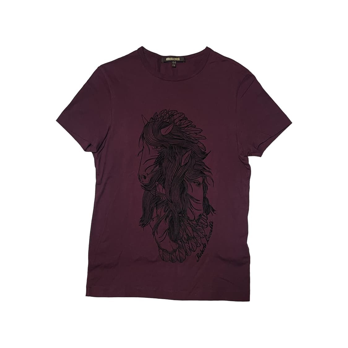 로베르토 카발리 홀스 반팔 티셔츠 버건디 상품이미지1