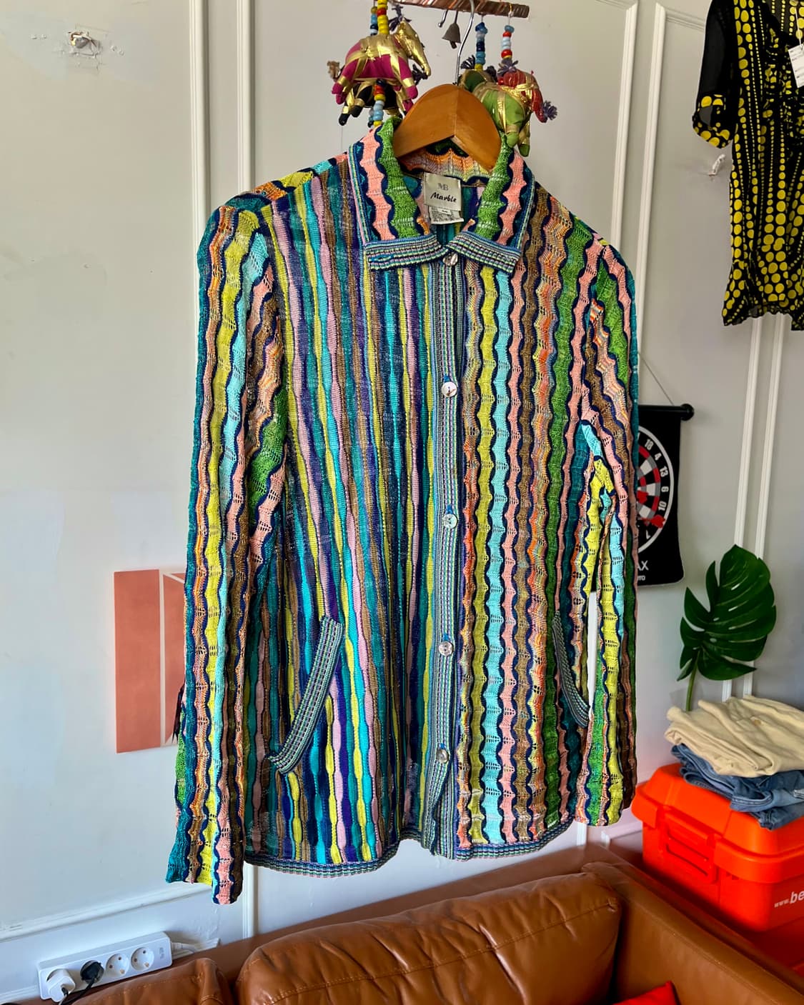 1990s Italian Mixed Pattern Old Cardigan 상품이미지3