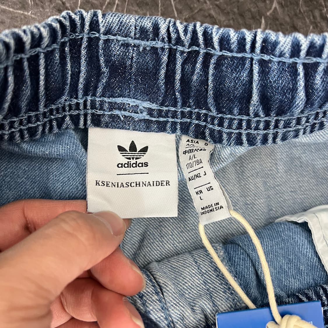 아디다스 x세니아스나이더 패치워크 팬츠 블루 상품이미지6