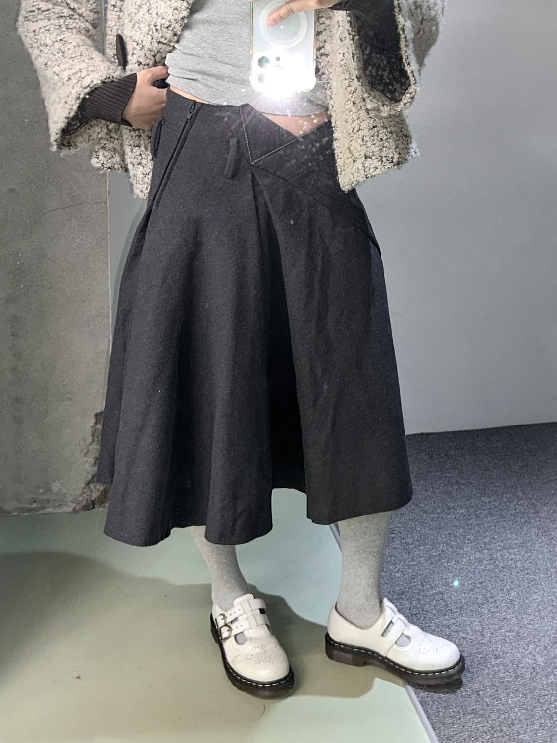 charcoal side zipper wrap skirt 상품이미지2