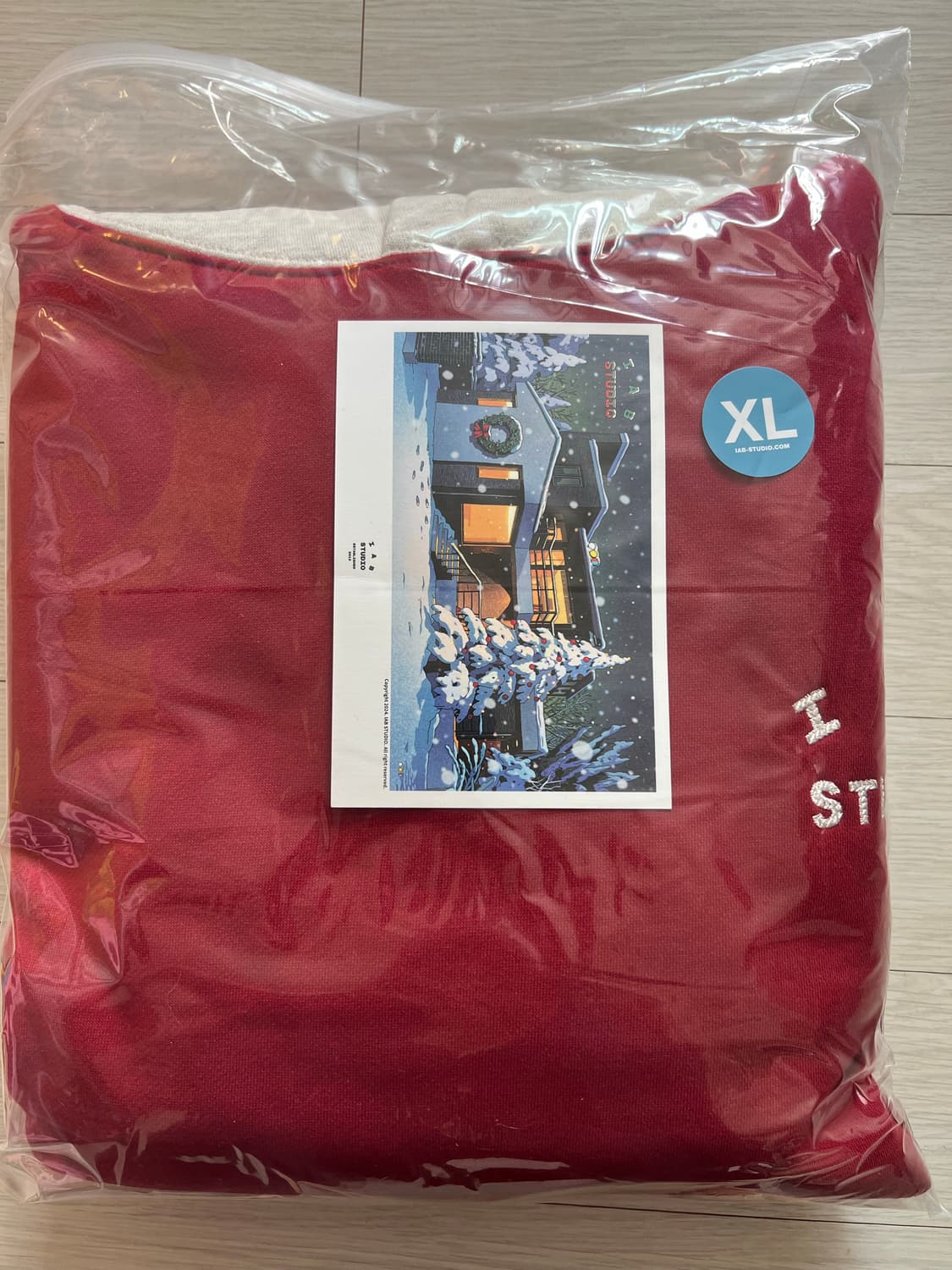 아이앱 스튜디오 24 크리스마스 후드 버건디 오트밀 상품이미지1