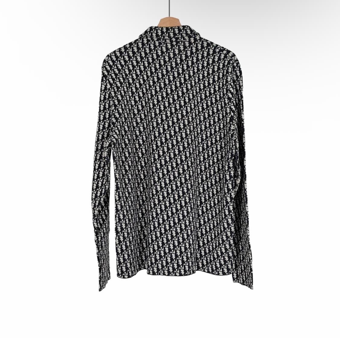 [XL] 디올 남성 오블리크 개버딘 자카드 오버 니트 셔츠 블랙 상품이미지2
