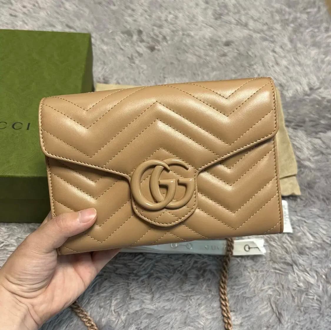 [풀구성] 구찌 GG 마틀라세 미니 체인백 핑크베이지 상품이미지1