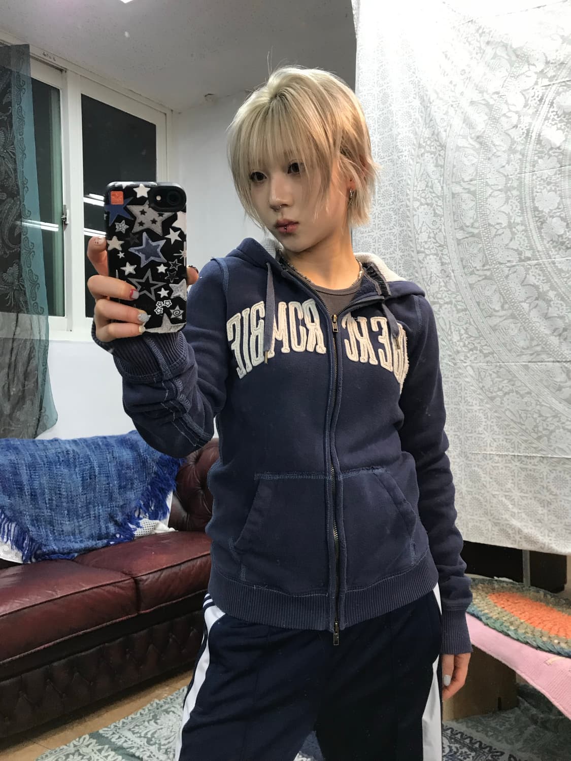 아베크롬비 여성 자수 투웨이 기모 후드집업  상품이미지1