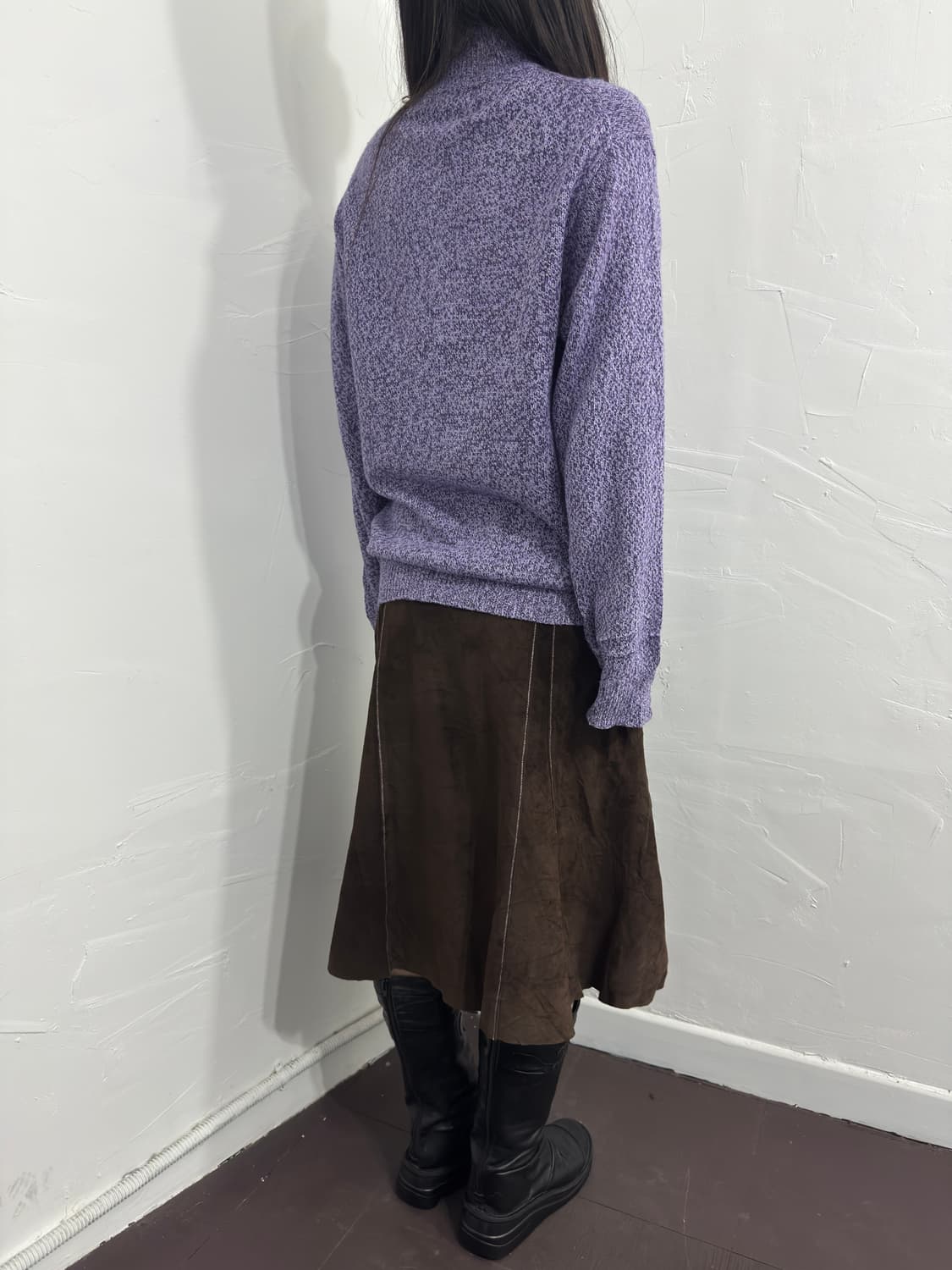 suede line detail midi skirt 상품이미지5