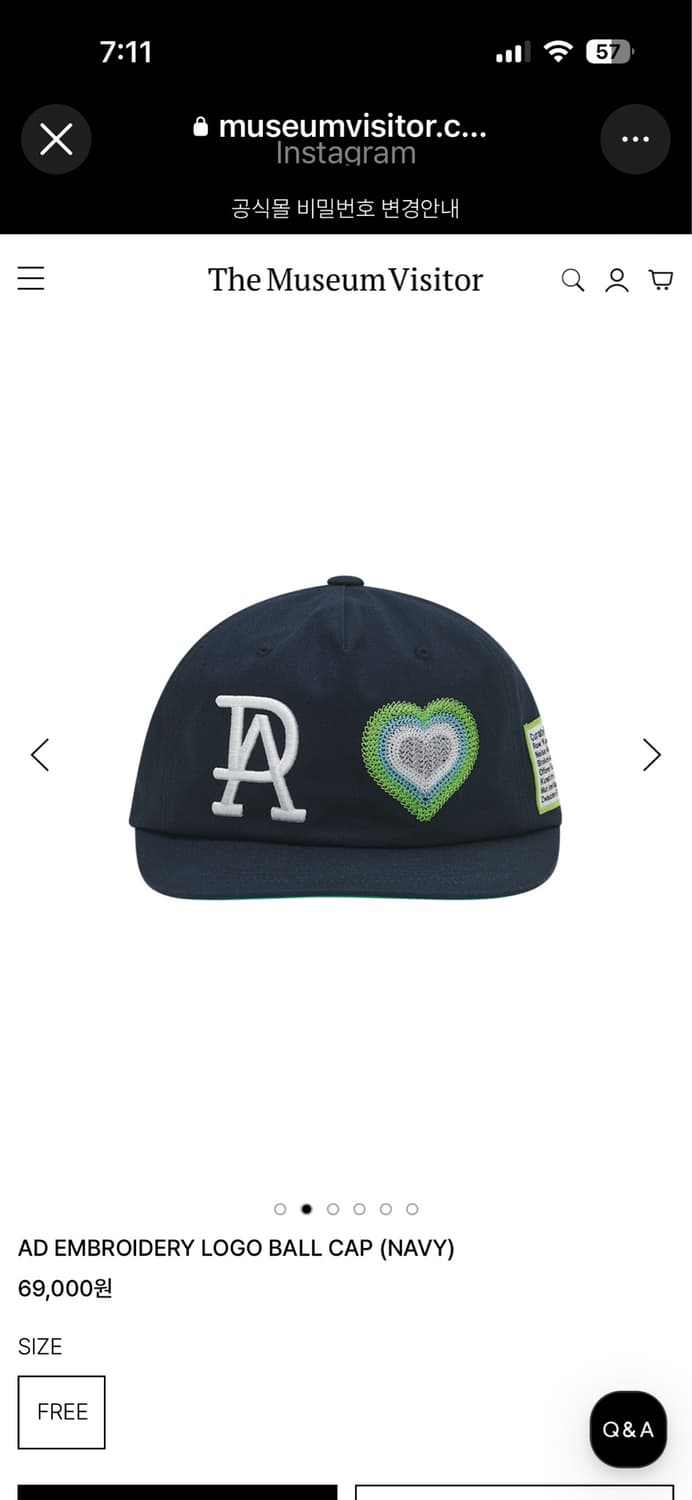 ad embroidery logo ball cap navy 상품이미지2