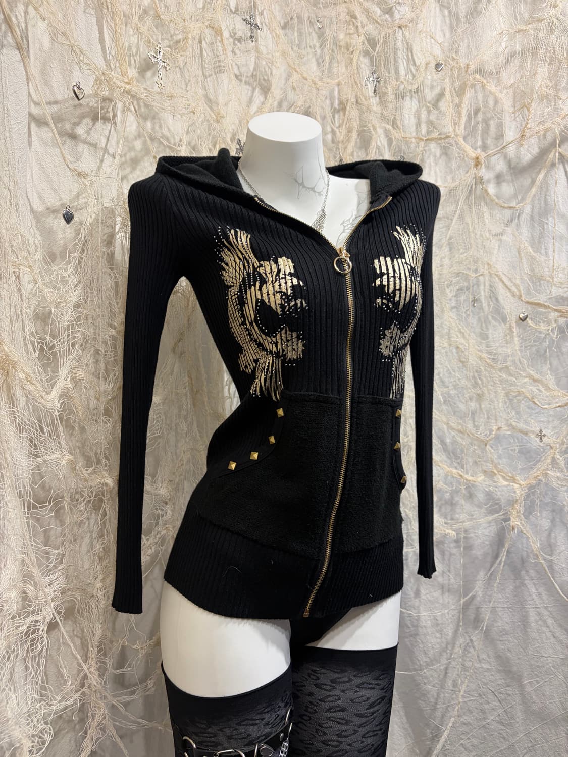 Y2K Gothic Oriental cubic hoodie zip up 상품이미지5