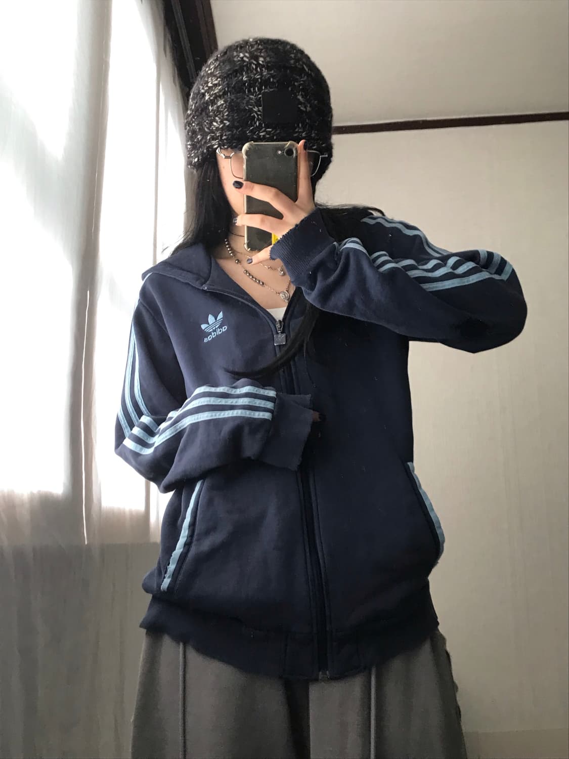 아디다스 00s 네이비 연하늘 후드집업 상품이미지1