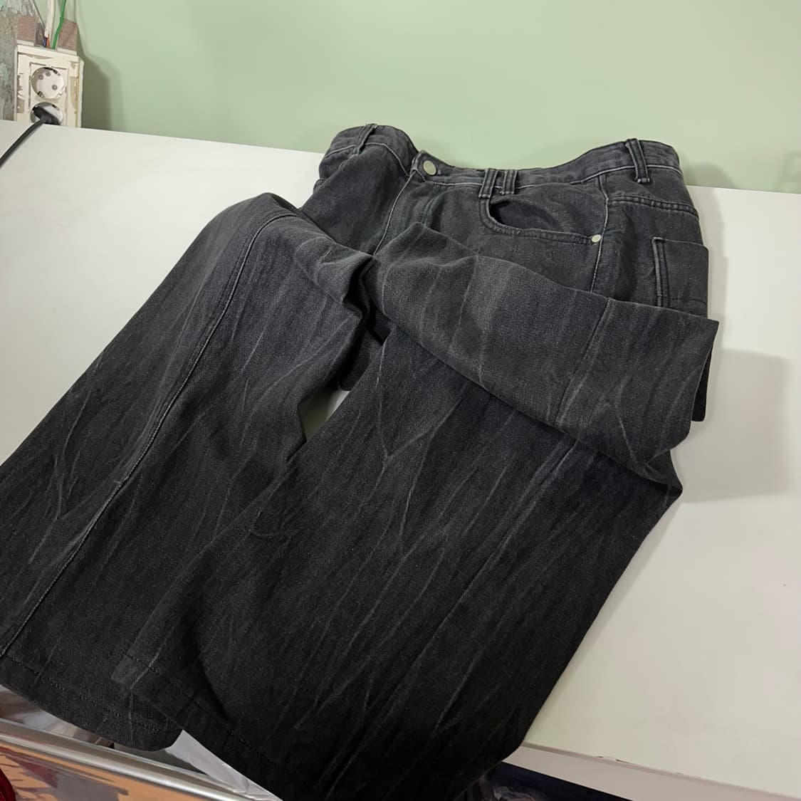 M 데케트 DECET 와이드핏 블랙더티워시드 데님팬츠 청바지 상품이미지2