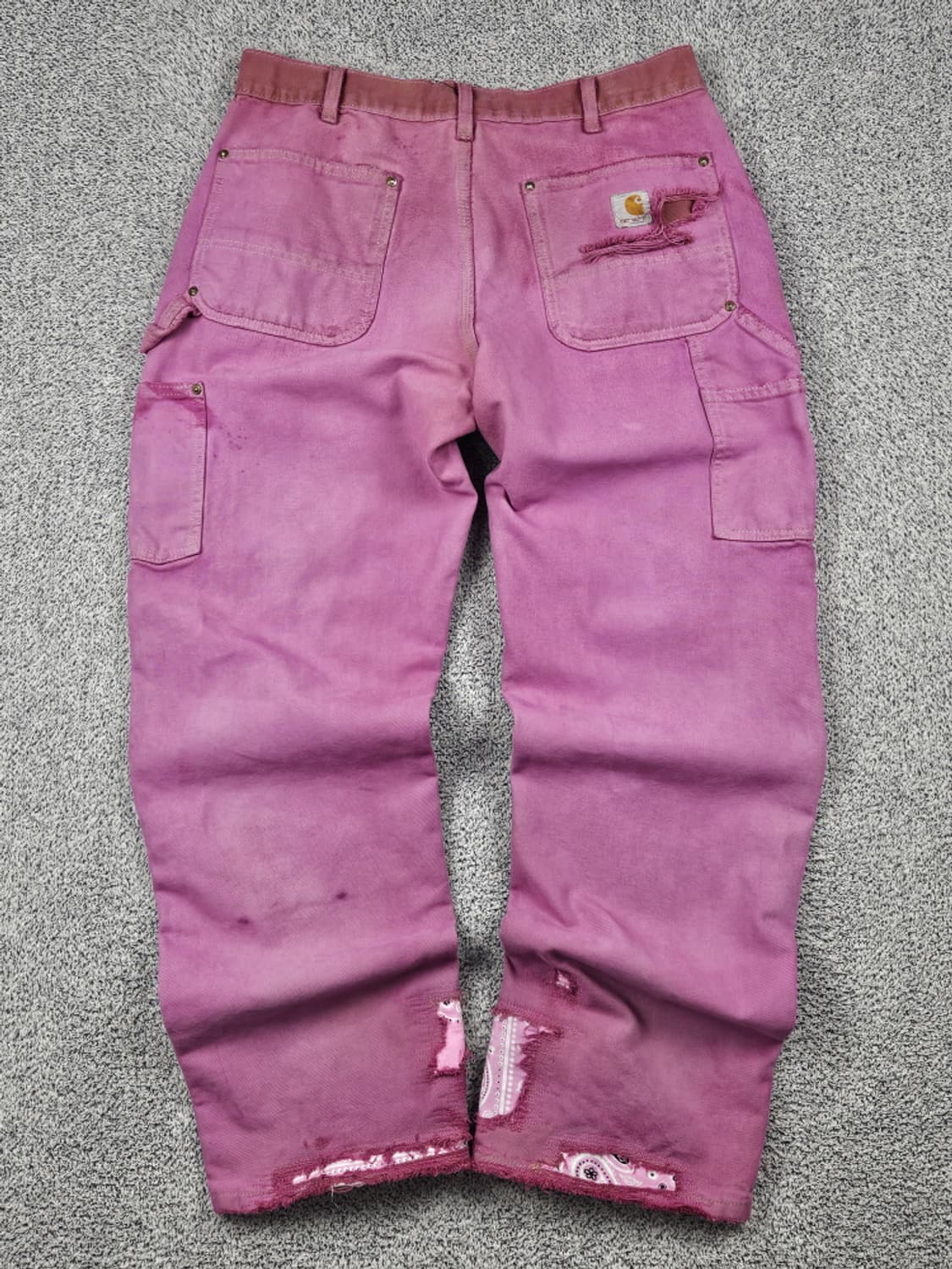 칼하트 핑크다이드커스텀 카펜터 더블니 팬츠 (34X30추정)/ 10278 상품이미지4