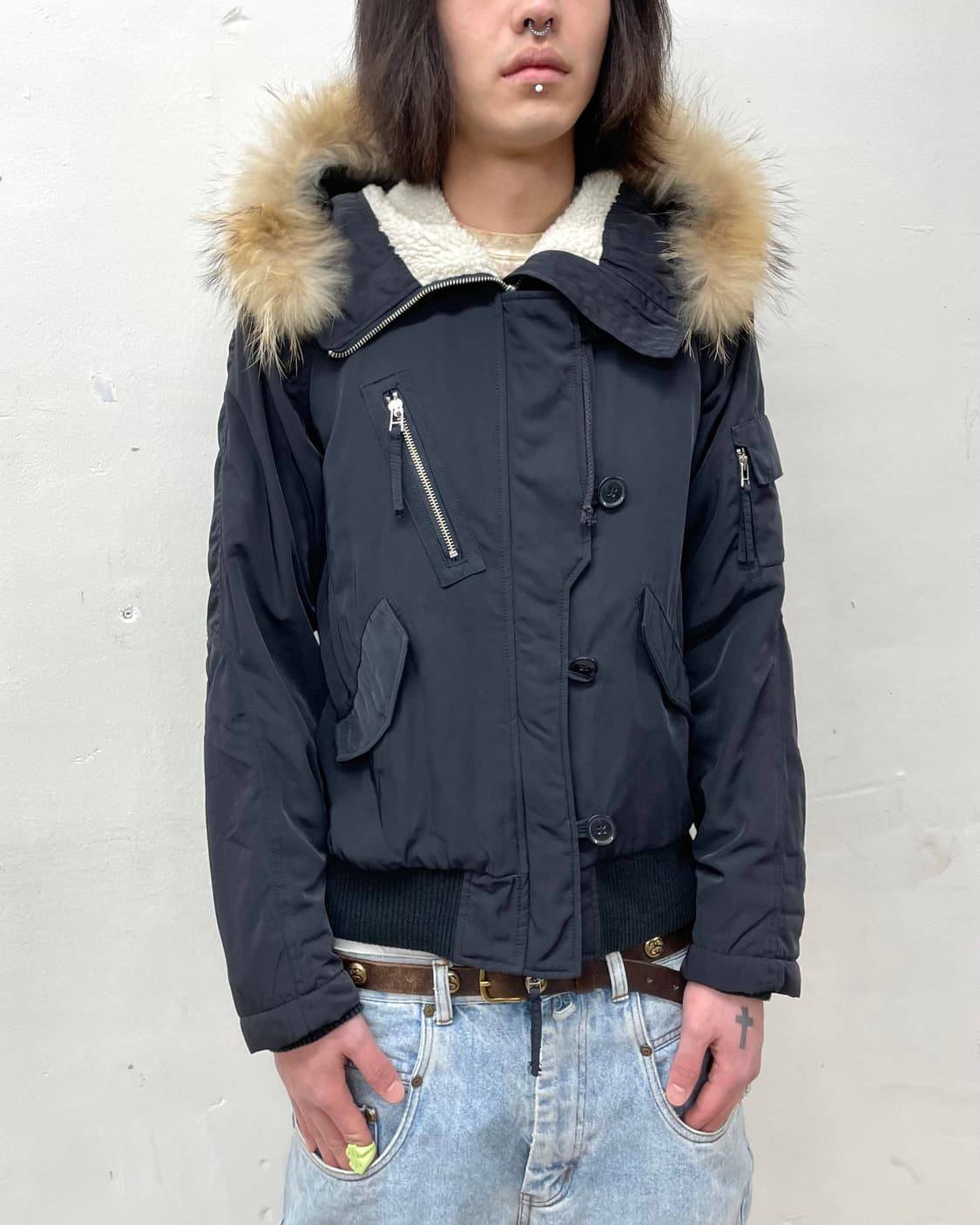 Big Hoodie Black Cropped Padded Jacket  상품이미지3