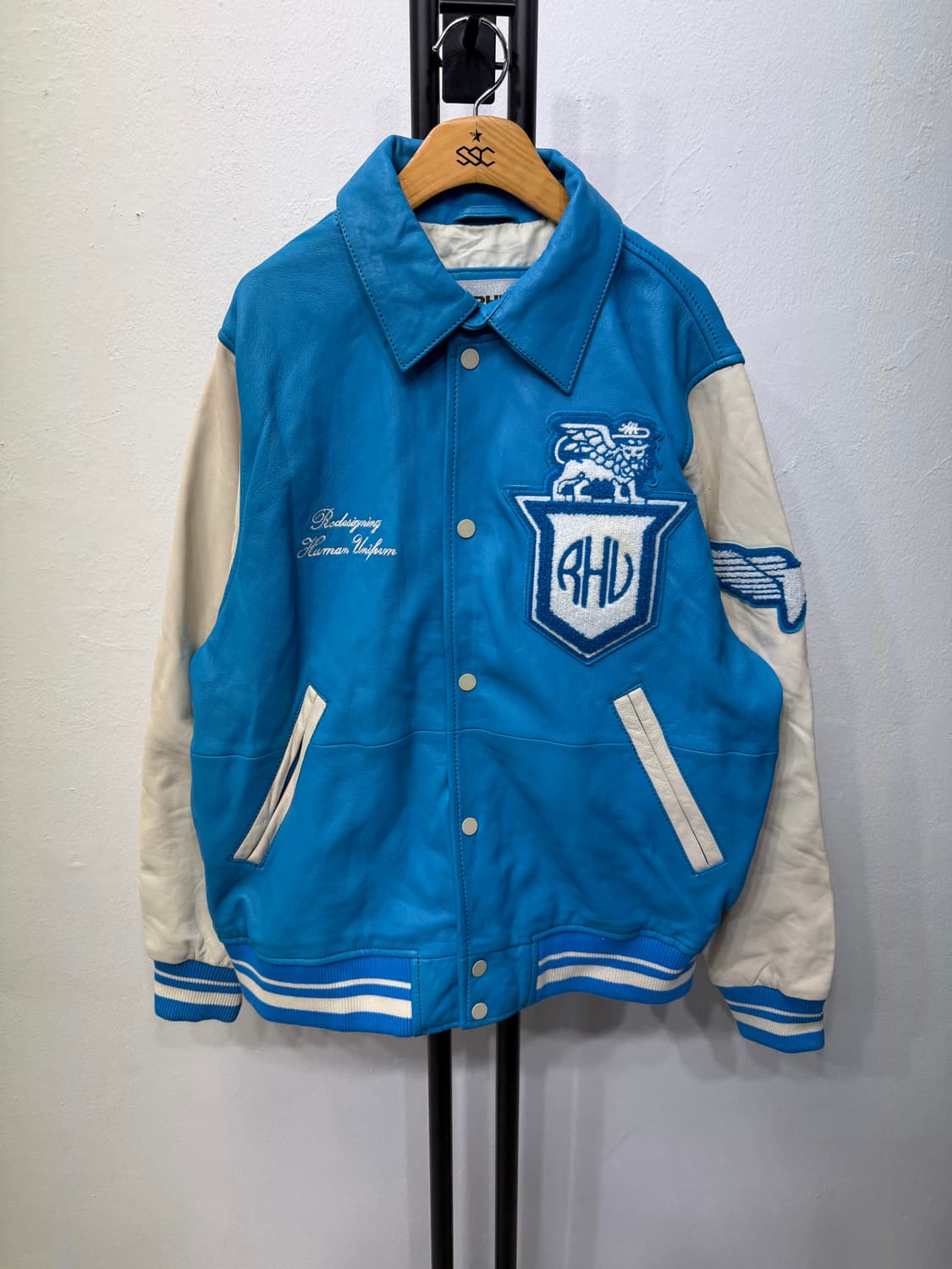 정품) 자라 x 루이지 레더 블루 야구 점퍼 스타디움 자켓 L 상품이미지1