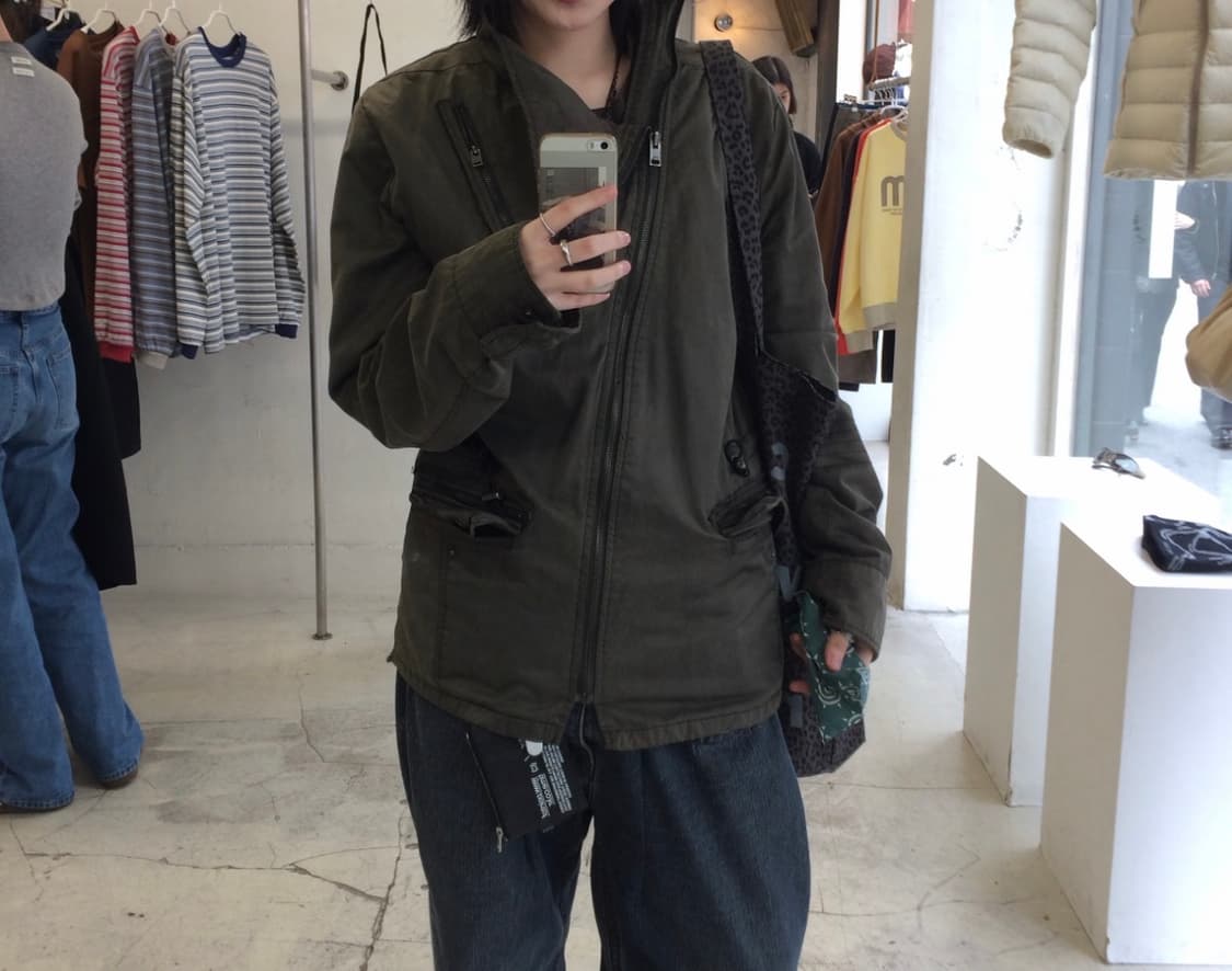 Vinatge highneck datailed khaki jacket 상품이미지3