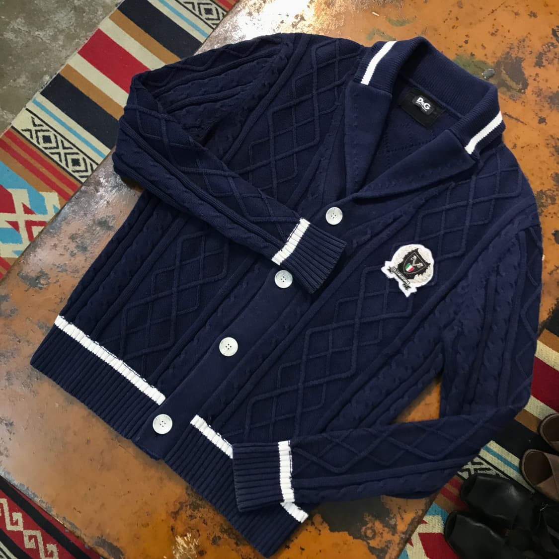 돌체 앤 가바나 네이비 케이블 숄 카라 가디건 여성 55 66 사이즈  상품이미지2