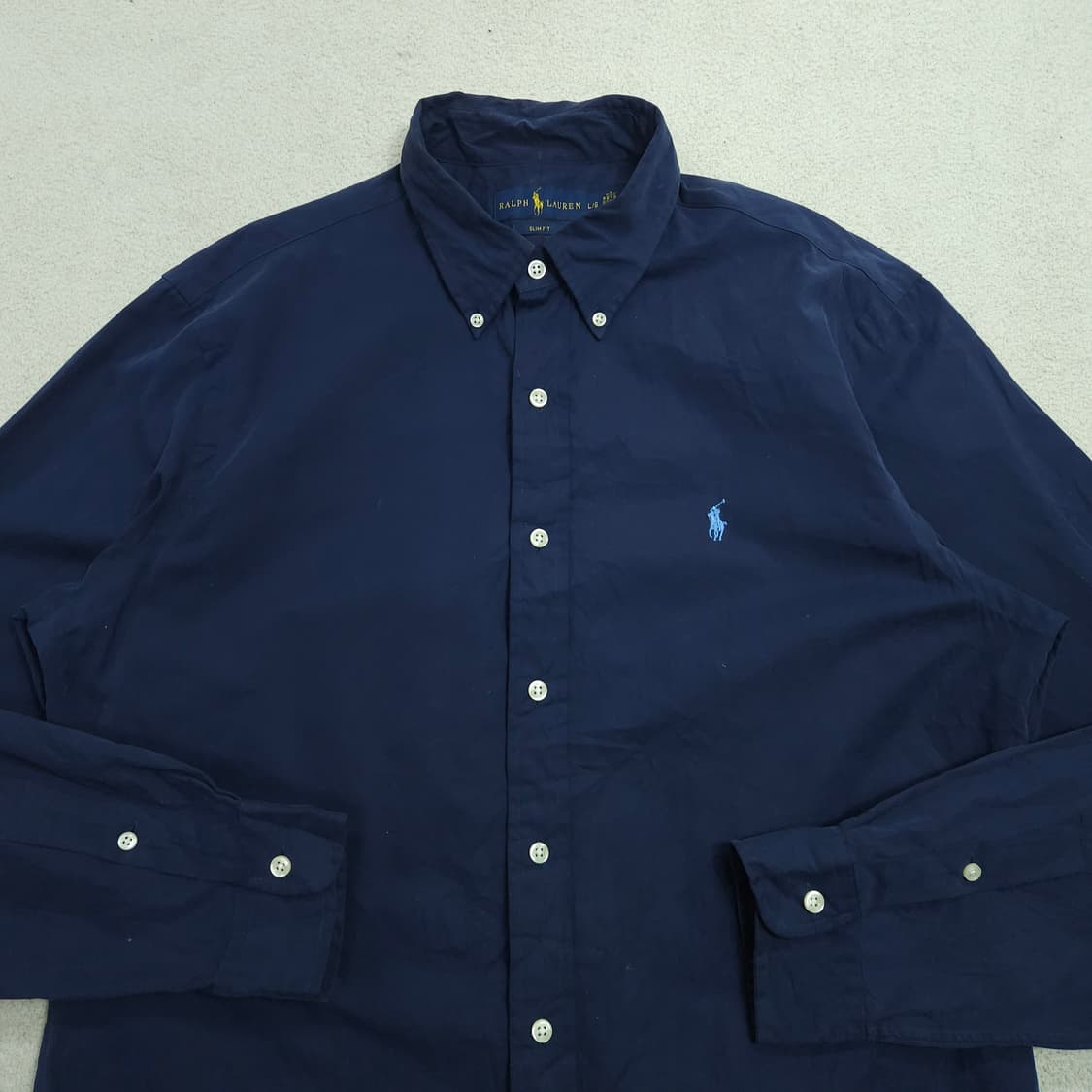 폴로 랄프 로렌 신형 솔리드 셔츠 L 네이비 상품이미지4